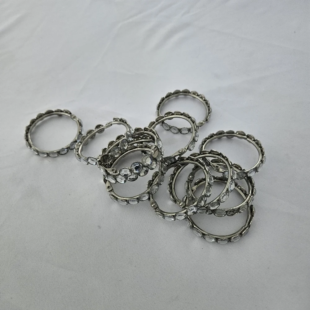 Silver Rhinestone Curtain Rod Rings